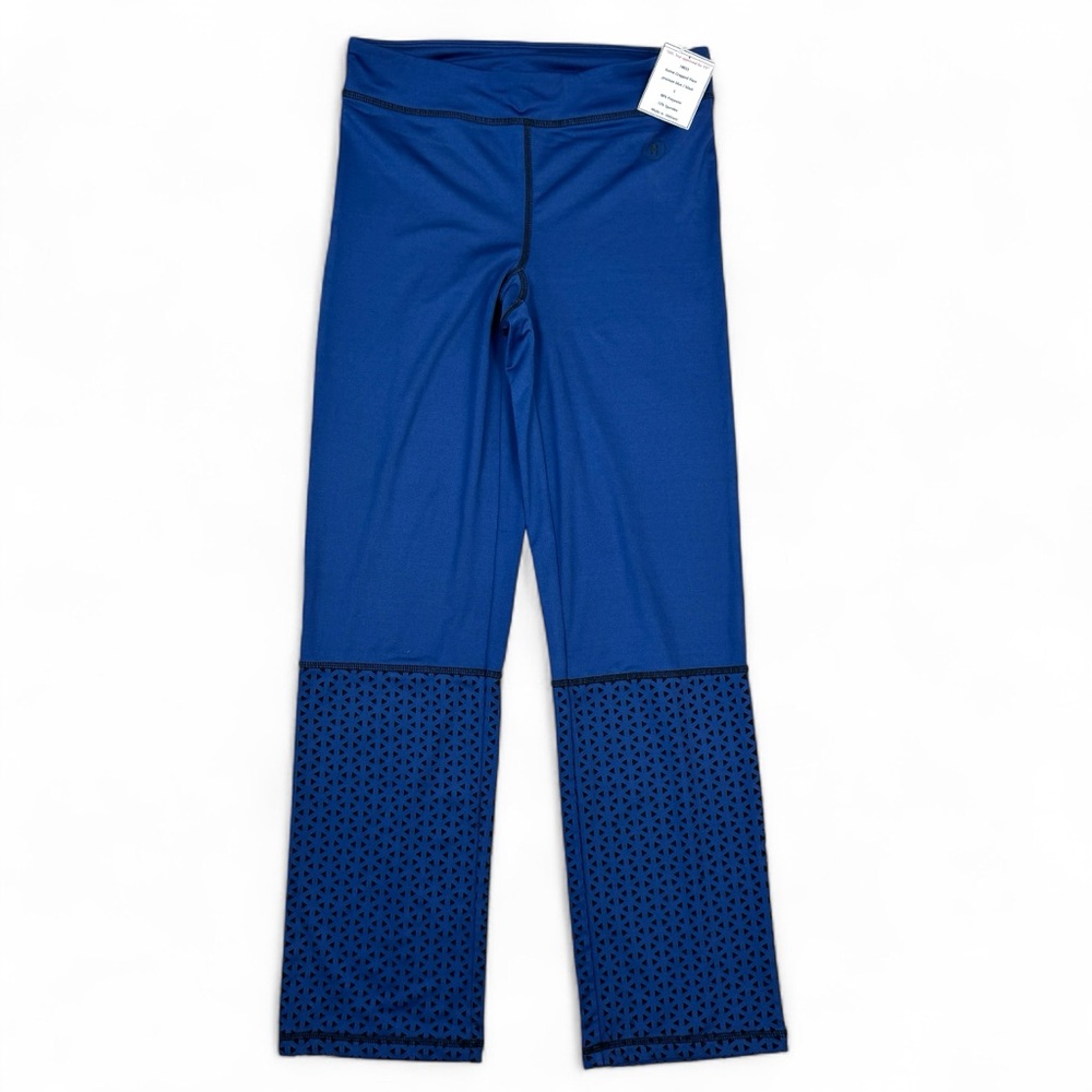 HUE Active Cropped Flare Leggings Womens S Small Prussian Blue Black NWOT